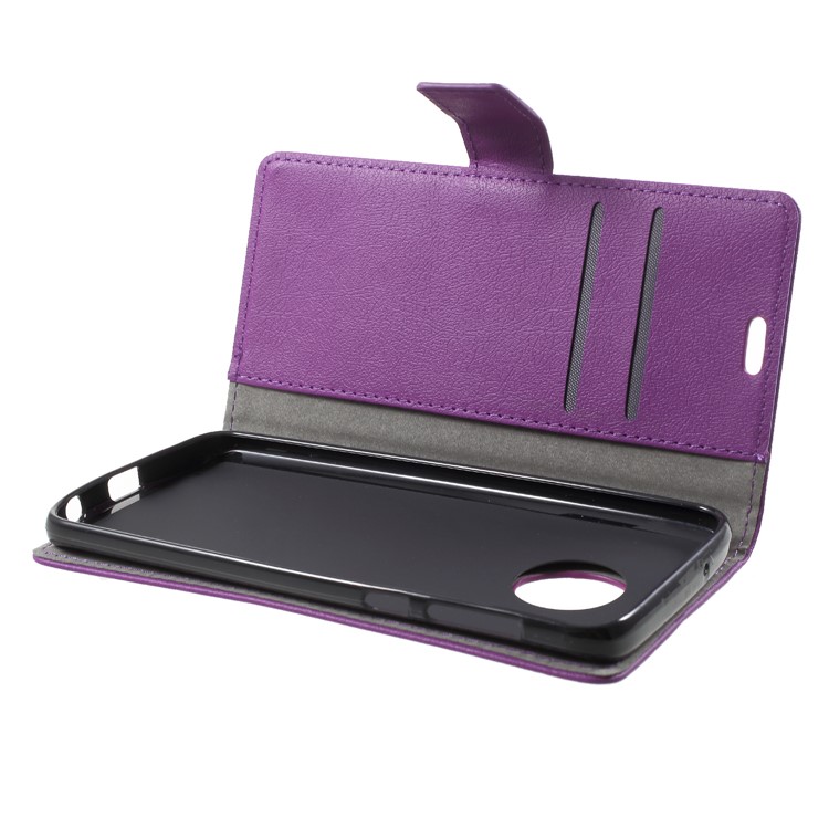 Wallet Stand Flip Leather Phone Case for Motorola Moto G6 Plus - Purple-5