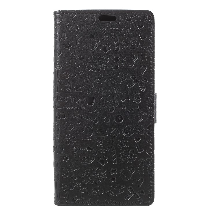 Cartoon Graffiti PU Leather Flip Stand Mobile Cover for Motorola Moto G6 Plus - Black-3