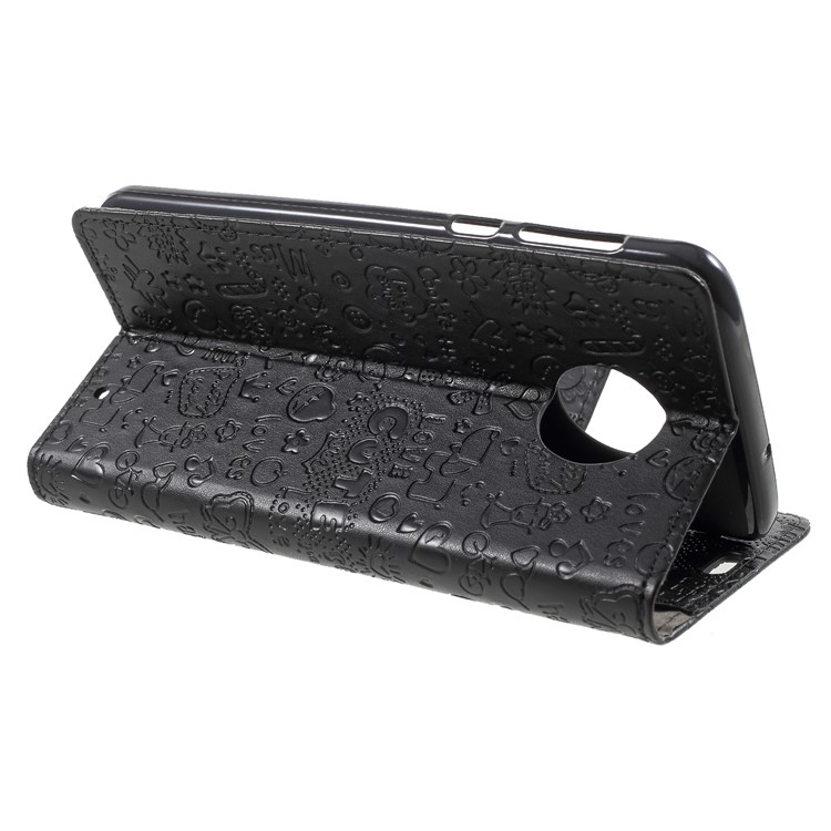 Cartoon Graffiti PU Leather Flip Stand Mobile Cover for Motorola Moto G6 Plus - Black-4