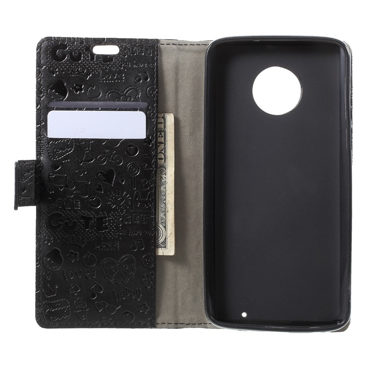 Cartoon Graffiti PU Leather Flip Stand Mobile Cover for Motorola Moto G6 Plus - Black-5