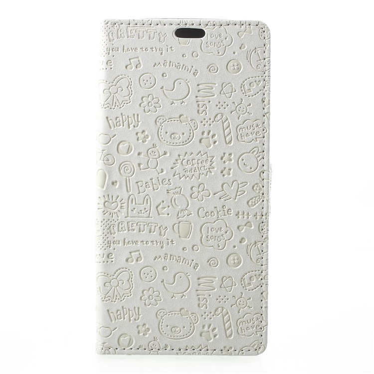 Cartoon Graffiti PU Leather Flip Stand Mobile Case for Motorola Moto G6 Plus - White-1