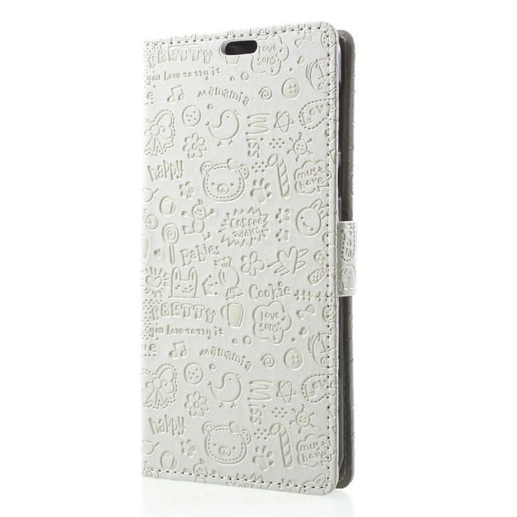 Cartoon Graffiti PU Leather Flip Stand Mobile Case for Motorola Moto G6 Plus - White-3