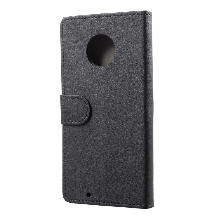 PU Leather Folio Flip Wallet Stand Cover Shell for Motorola Moto G6 - Black-2
