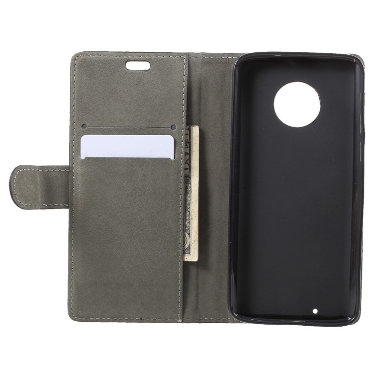 PU Leather Folio Flip Wallet Stand Cover Shell for Motorola Moto G6 - Black-5