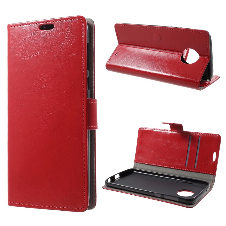 Crazy Horse Texture Wallet Leather Flip Stand Case for Motorola Moto G6 Plus - Red-1