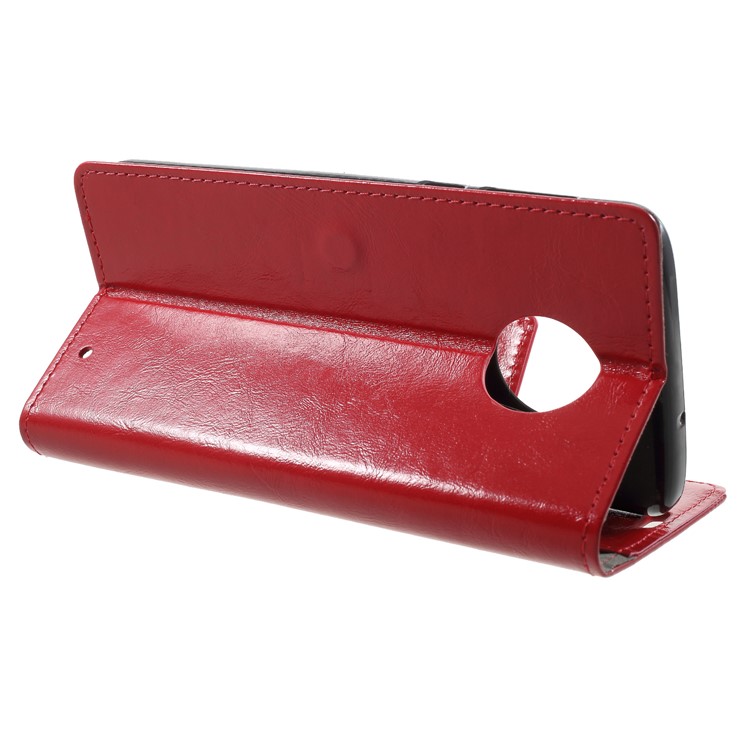 Crazy Horse Texture Wallet Leather Flip Stand Case for Motorola Moto G6 Plus - Red-4