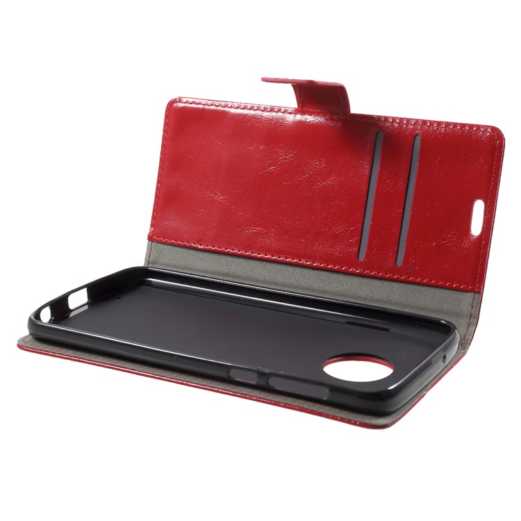 Crazy Horse Texture Wallet Leather Flip Stand Case for Motorola Moto G6 Plus - Red-5