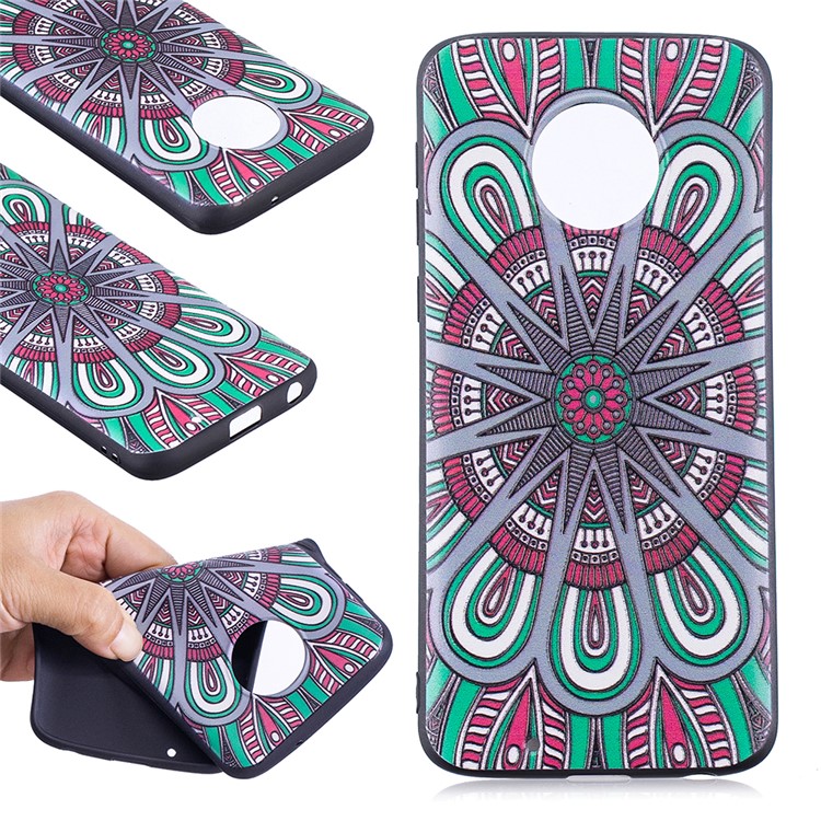 Para Motorola Moto G6 Embossment Soft TPU Caso De Escudo Móvel - Floral Abstrato-1