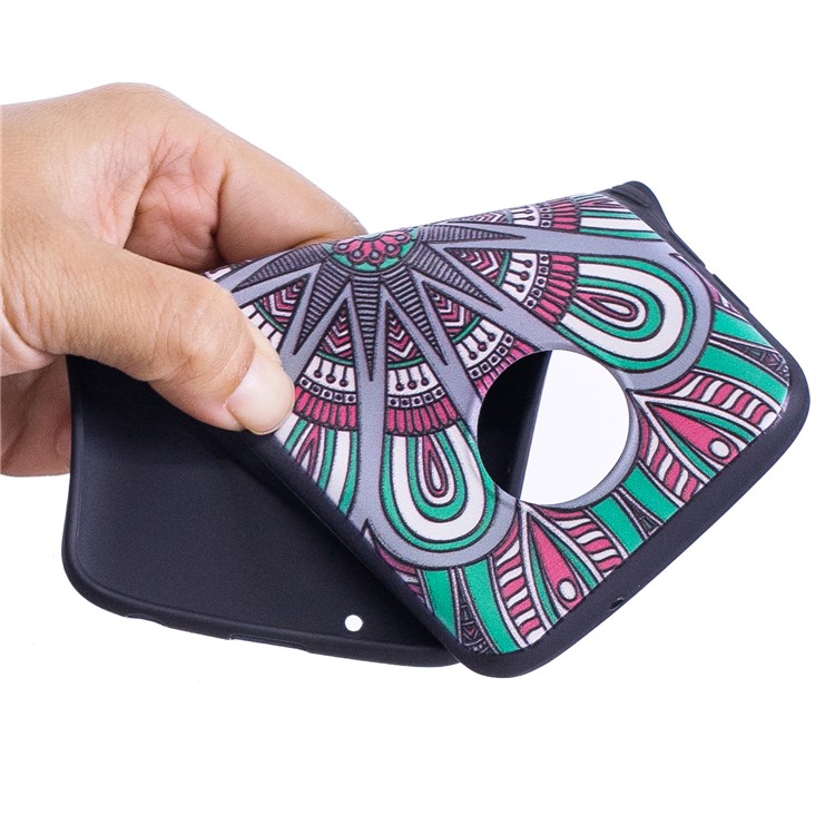 Para Motorola Moto G6 Embossment Soft TPU Caso De Escudo Móvel - Floral Abstrato-6