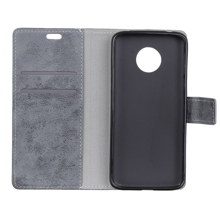 Vintage Style Wallet PU Leather Stand Protective Case for Motorola Moto G6 - Grey-5