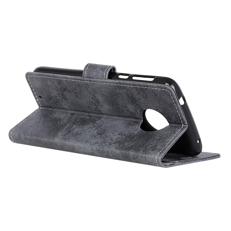 Vintage Style Wallet PU Leather Stand Protective Case for Motorola Moto G6 - Grey-6