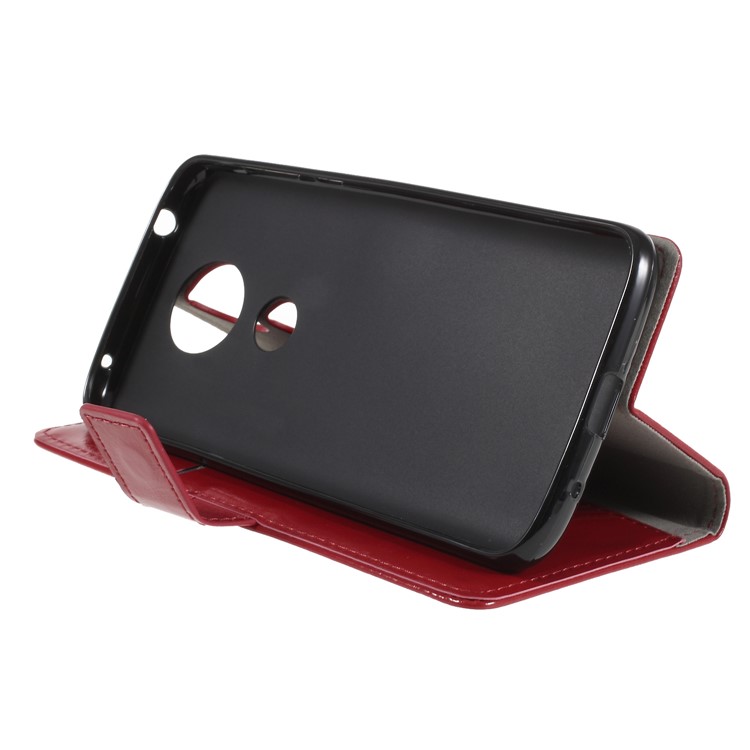Crazy Horse PU Leather Wallet Case for Motorola Moto E5 Plus - Red-4