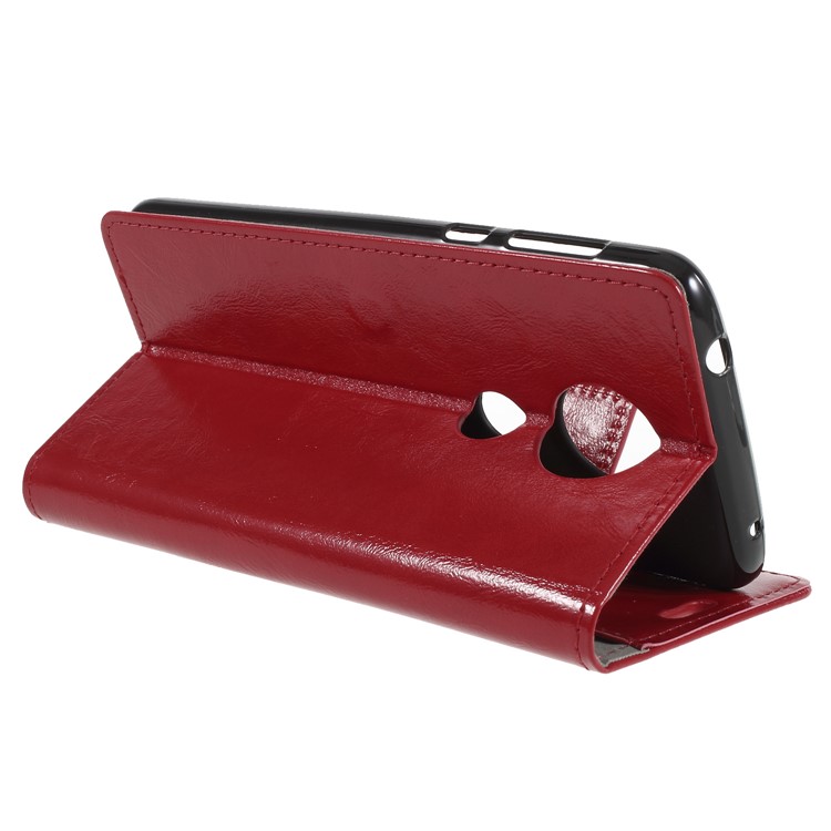 Crazy Horse PU Leather Wallet Case for Motorola Moto E5 Plus - Red-5