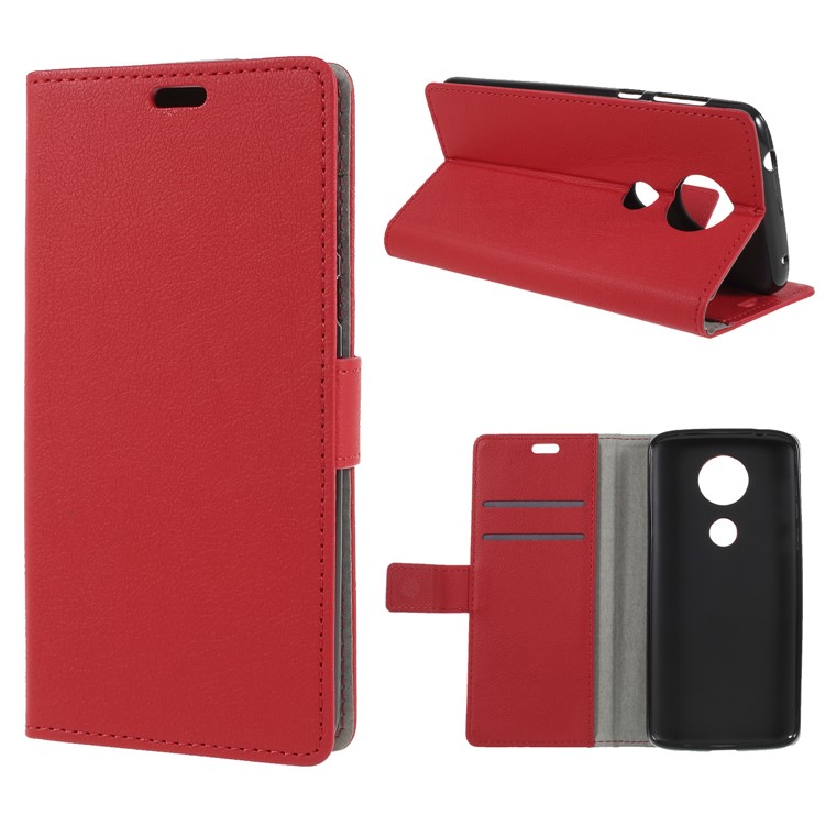 Wallet Stand Flip Leather Case for Motorola Moto E5 Plus - Red-1