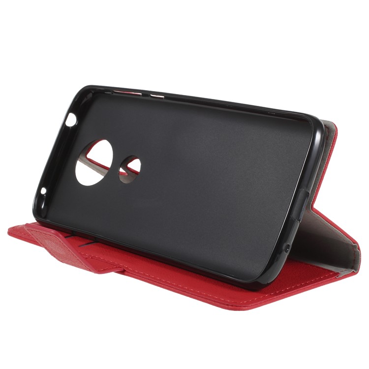 Wallet Stand Flip Leather Case for Motorola Moto E5 Plus - Red-4