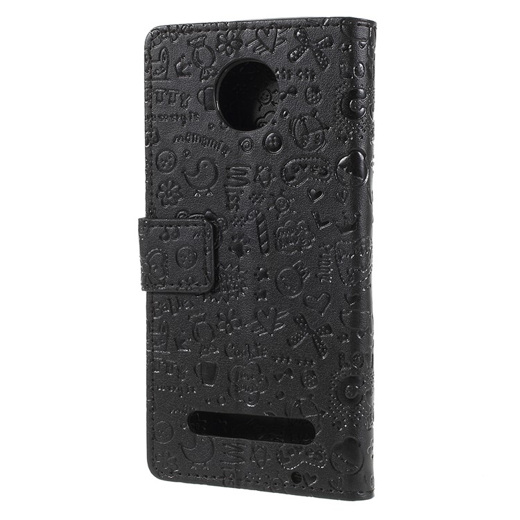 Cartoon Graffiti PU Leather Card Holder Flip Stand Phone Case for Motorola Moto Z3 Play - Black-2