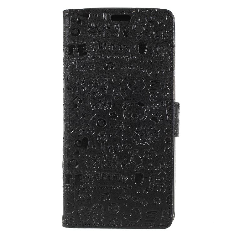 Cartoon Graffiti PU Leather Card Holder Flip Stand Phone Case for Motorola Moto Z3 Play - Black-3
