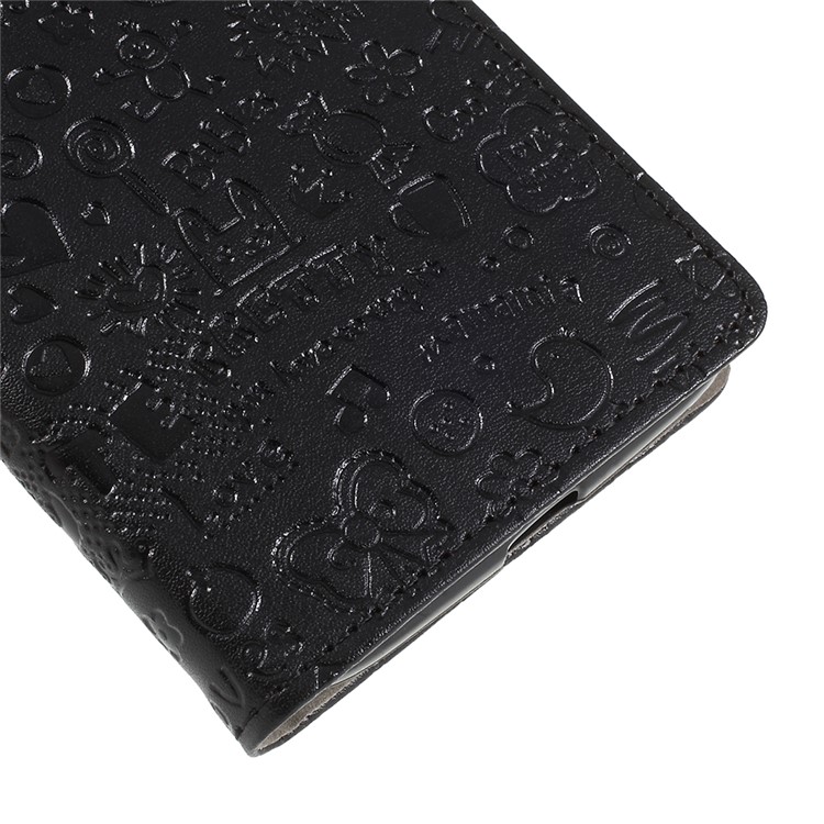 Cartoon Graffiti PU Leather Card Holder Flip Stand Phone Case for Motorola Moto Z3 Play - Black-4