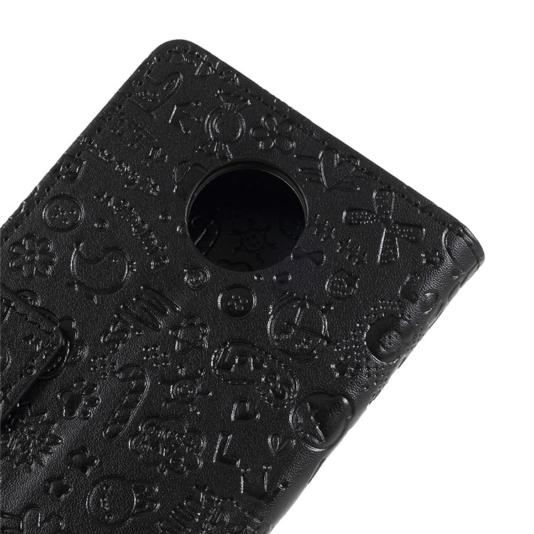 Cartoon Graffiti PU Leather Card Holder Flip Stand Phone Case for Motorola Moto Z3 Play - Black-5