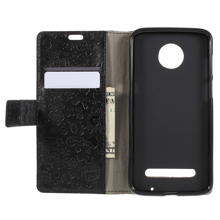 Cartoon Graffiti PU Leather Card Holder Flip Stand Phone Case for Motorola Moto Z3 Play - Black-8