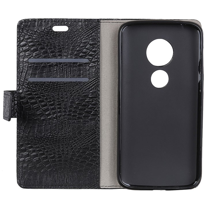 Crocodile Texture Wallet Stand Leather Phone Case for Motorola Moto E5 Play - Black-4