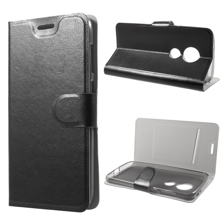Crazy Horse PU Leather Card Holder Magnetic Phone Case for Motorola Moto E5 Play - Black-1