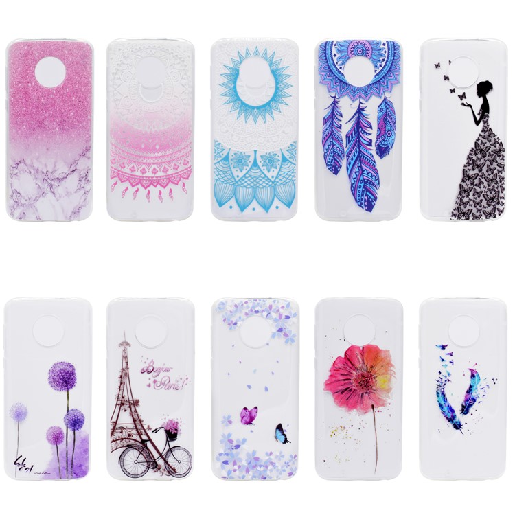 Printing Pattern Soft TPU Phone Case for Motorola Moto G6 - Eiffel Tower and Bike-6
