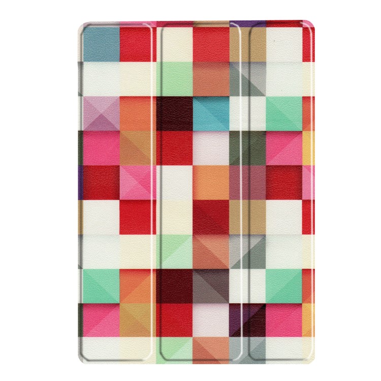 Pattern Printing Tri-fold Stand Leather Case for Lenovo Tab 10 X103F - Colorful Triangle Grid-2