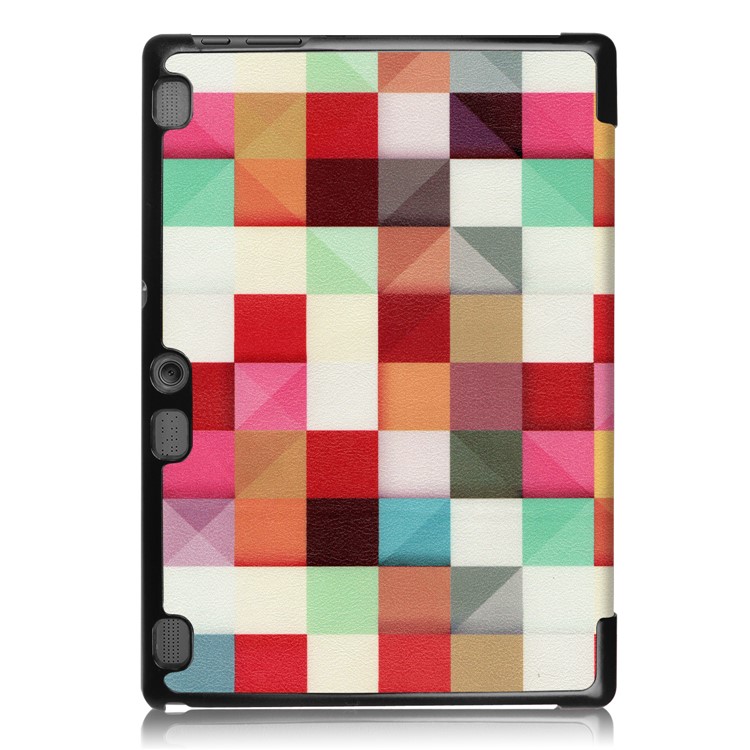 Pattern Printing Tri-fold Stand Leather Case for Lenovo Tab 10 X103F - Colorful Triangle Grid-3