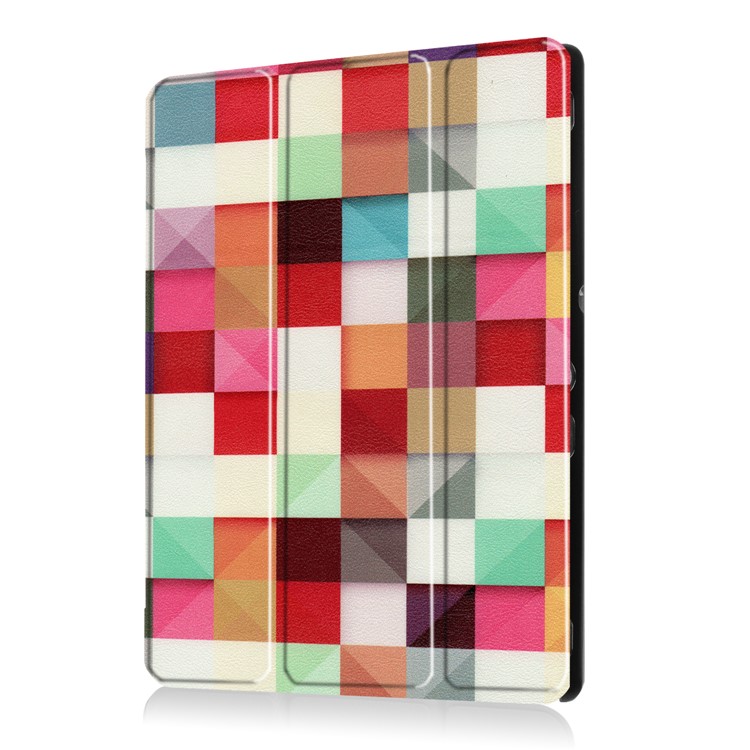 Pattern Printing Tri-fold Stand Leather Case for Lenovo Tab 10 X103F - Colorful Triangle Grid-4