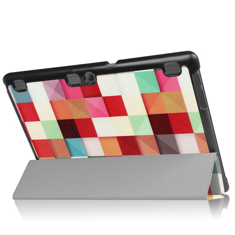 Pattern Printing Tri-fold Stand Leather Case for Lenovo Tab 10 X103F - Colorful Triangle Grid-8