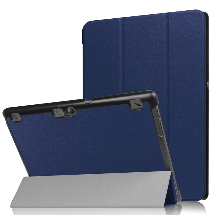 Tri-fold PU Leather Stand Case for Lenovo Tab 3 10.1 TB-X103F - Dark Blue-1