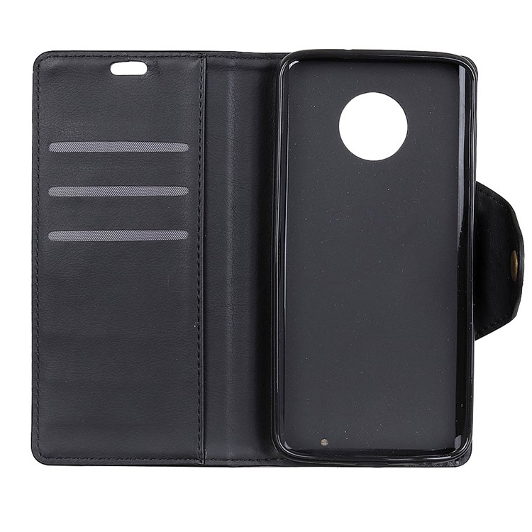 PU Leather Wallet Stand Phone Case for Motorola Moto G6 Plus - Black-5