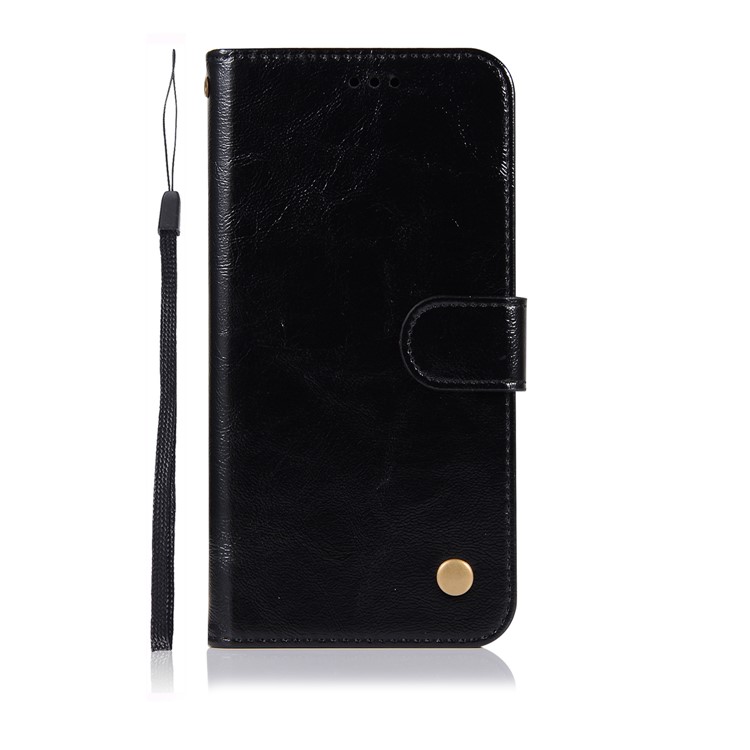 Premium Vintage Leather Wallet Case for Motorola Moto G6 Plus - Black-2