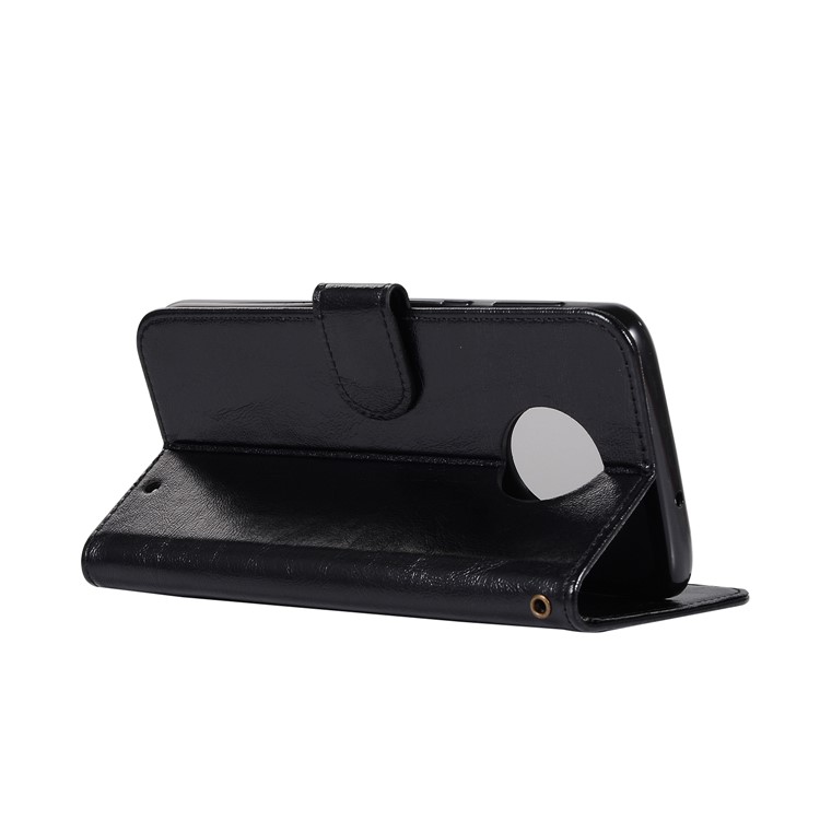 Premium Vintage Leather Wallet Case for Motorola Moto G6 Plus - Black-6