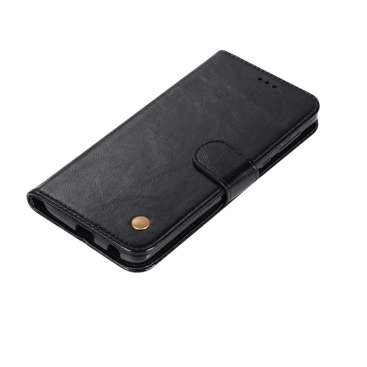 Premium Vintage Leather Wallet Case for Motorola Moto G6 Plus - Black-7