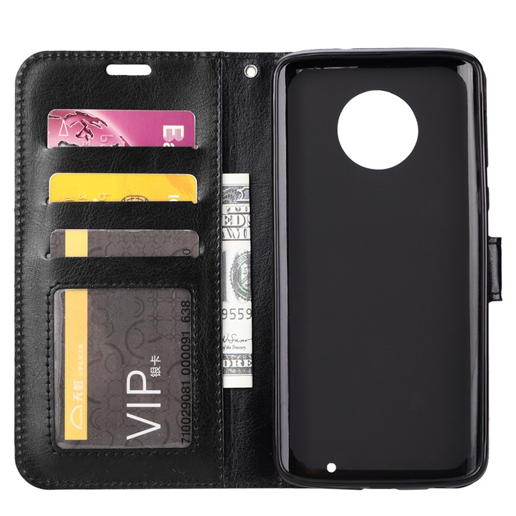 Crazy Horse Wallet Leather Stand Case for Motorola Moto G6 Plus - Black-4