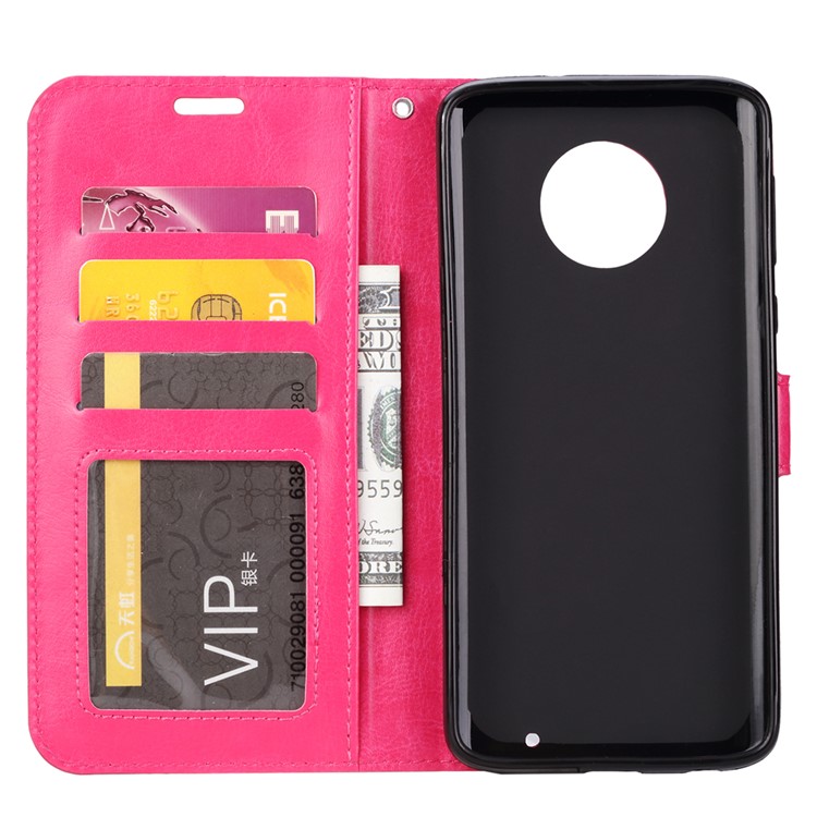 Crazy Horse Wallet Leather Case with Stand for Motorola Moto G6 Plus - Rose-4