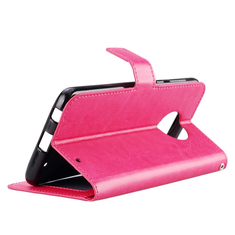 Crazy Horse Wallet Leather Case with Stand for Motorola Moto G6 Plus - Rose-5