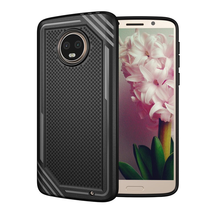Anti-slip Armor Soft TPU Back Phone Casing for Motorola Moto G6 Plus - Black-1