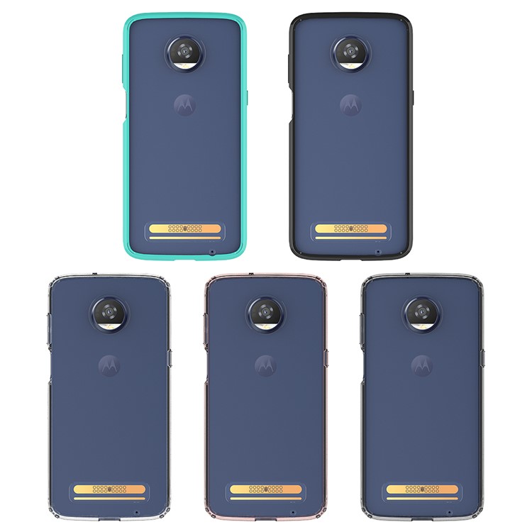100Pcs/Lot for Motorola Moto Z3 Play Drop-resistant Clear Acrylic + TPU Hybrid Cover - Black-2