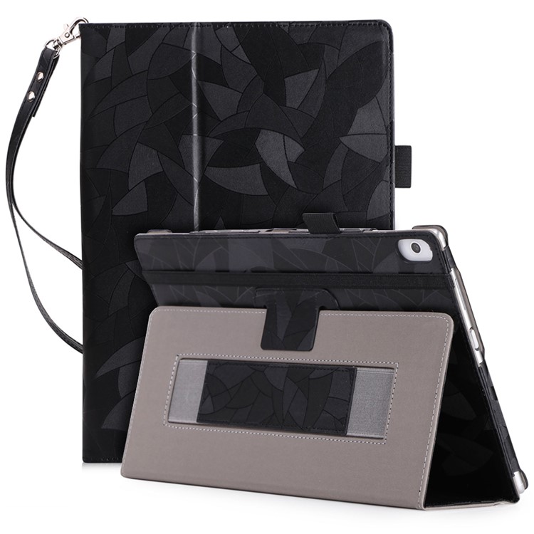 Leaves Pattern Stand Leather Case for Lenovo Tab 4 10 / 4 10 Plus / Moto Tab - Black-1