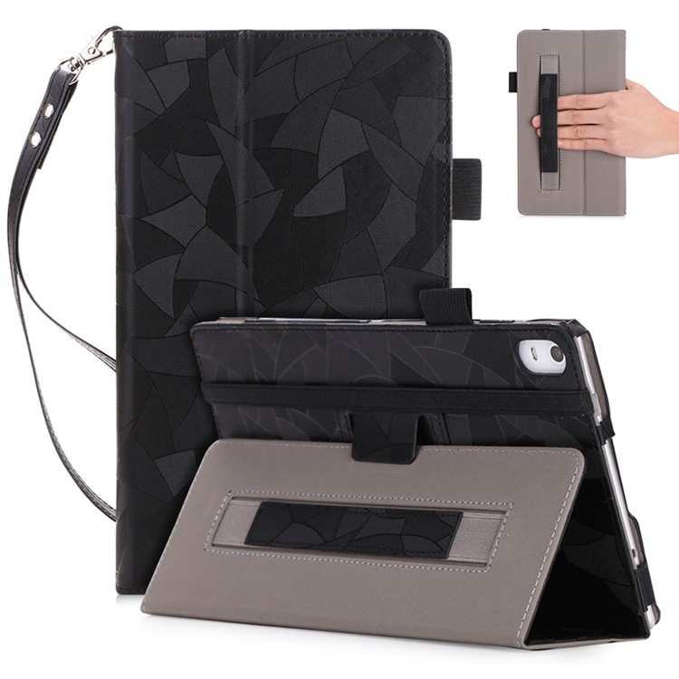 Leaves Pattern Stand Leather Case for Lenovo Tab 4 8 / Tab 4 8 Plus - Black-1