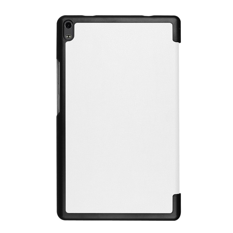 Tri-fold Stand Leather Folio Cover for Lenovo Tab 4 8 Plus - White-3