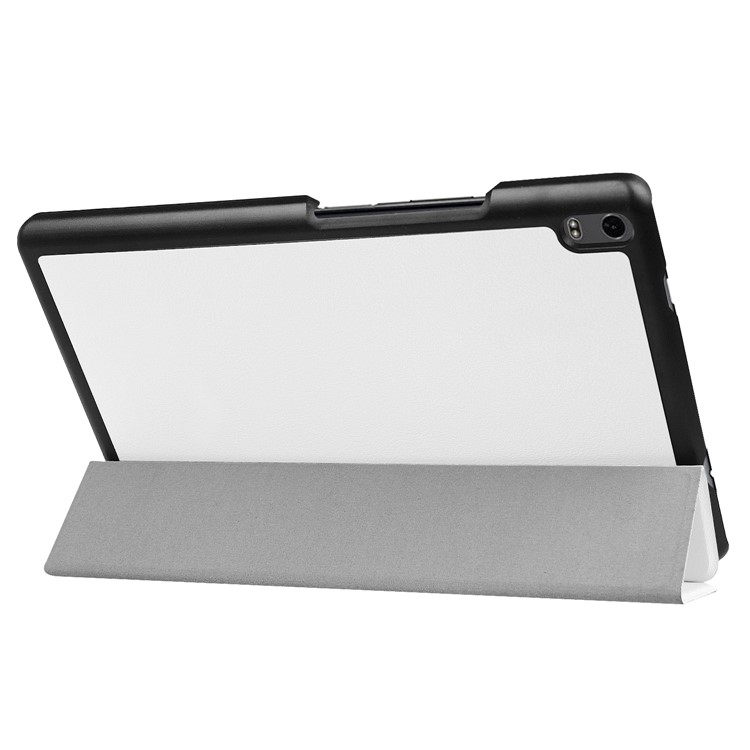 Tri-fold Stand Leather Folio Cover for Lenovo Tab 4 8 Plus - White-8
