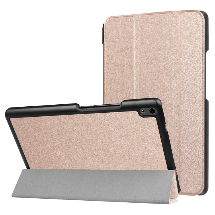 Tri-fold Stand Leather Tablet Shell for Lenovo Tab 4 8 Plus - Rose Gold-1