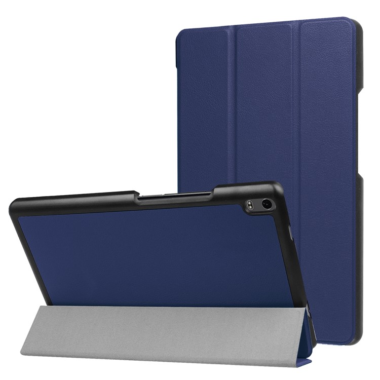 Tri-fold Stand Leather Folio Cover Casing for Lenovo Tab 4 8 Plus - Dark Blue-1
