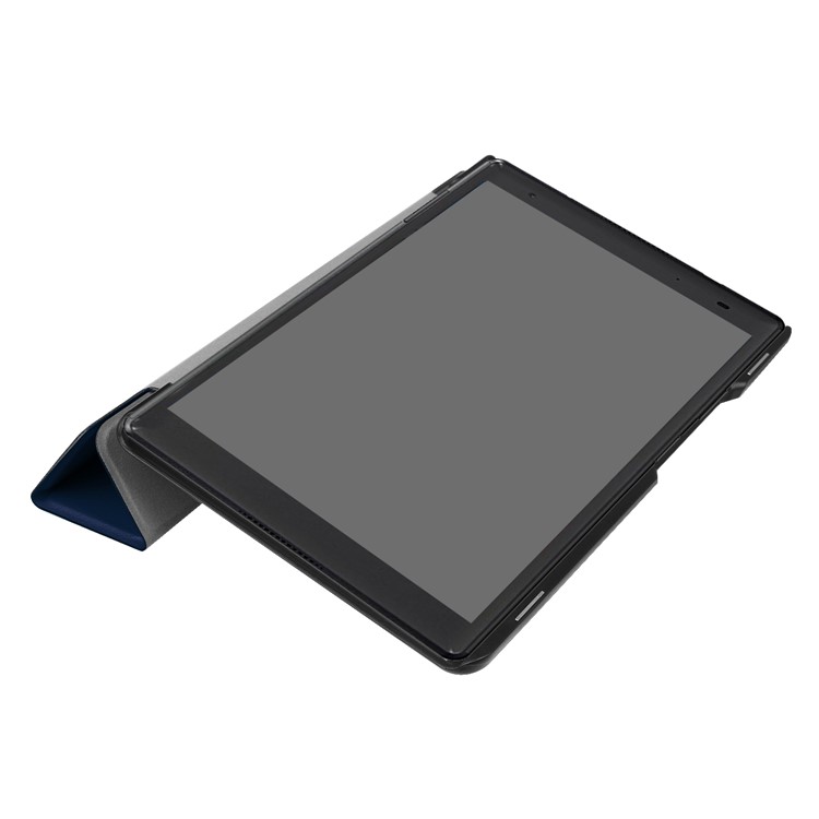Tri-fold Stand Leather Folio Cover Casing for Lenovo Tab 4 8 Plus - Dark Blue-7