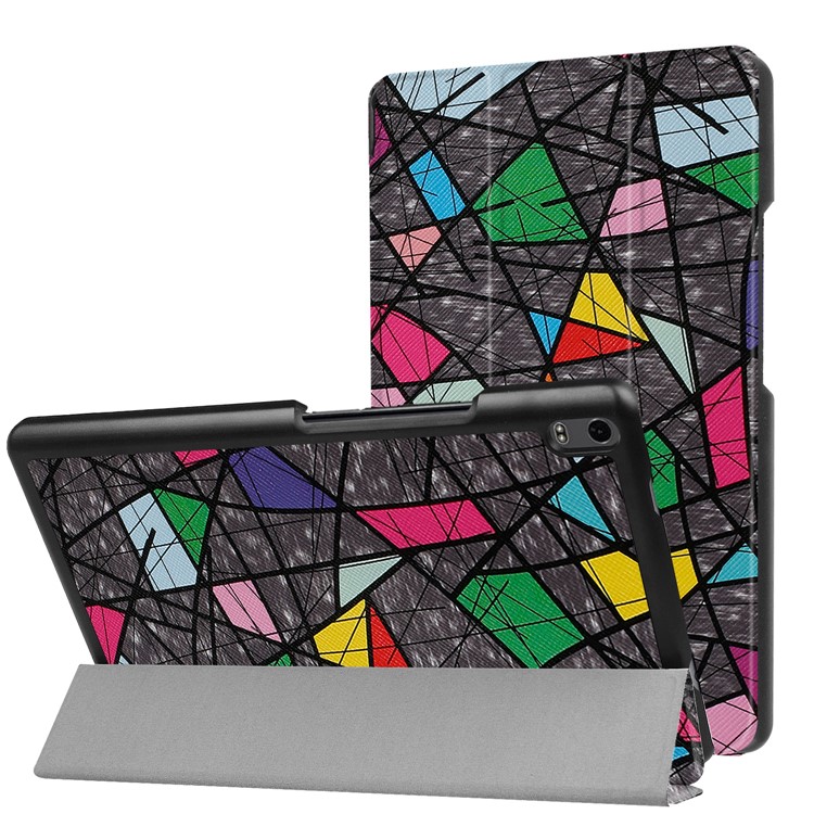 Tri-fold Stand PU Leather Cover for Lenovo Tab 4 8 Plus - Abstract Drawing-1