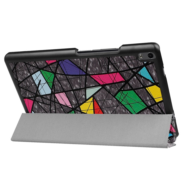 Tri-fold Stand PU Leather Cover for Lenovo Tab 4 8 Plus - Abstract Drawing-5
